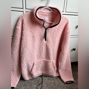 No Boundaries Pink Quarter Zip Teddy Jacket, size XL (15-17)
